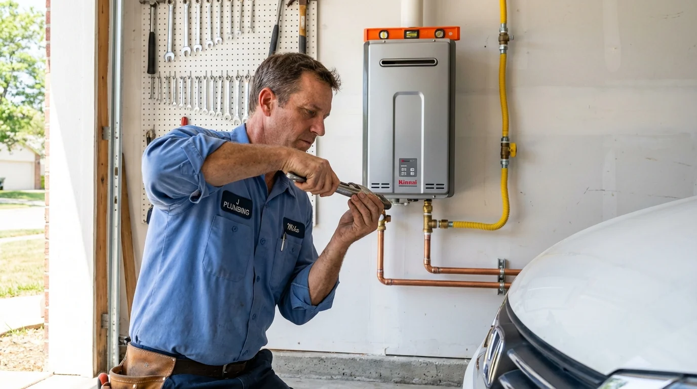 Tankless water heater installation by a Johns Plumbing LLC plumber in Hallock